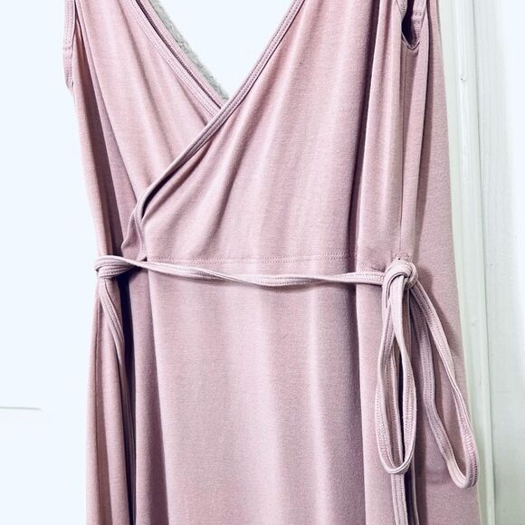 Aritzia Wilfred Free Mystic Dress Mauve Mousse   Pink Wrap Mini Dress Size Large - Picture 5 of 11